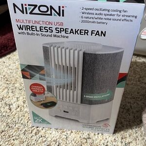 Gray Wireless Speaker Fan with Sound Machine